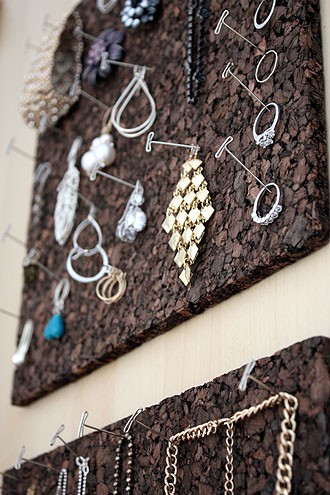 hang jewelry on cork