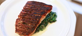 Sauteed Skin-On Herb Salmon over Creamed Spinach - $2.95
