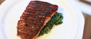 Sauteed Skin-On Herb Salmon over Creamed Spinach - $2.95