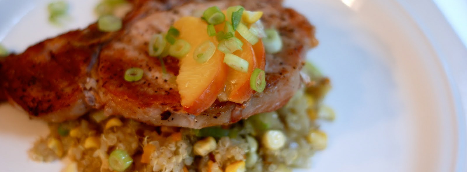 Grilled Pork Chop with Smokey Peach Vegetable Quinoa – $1.40